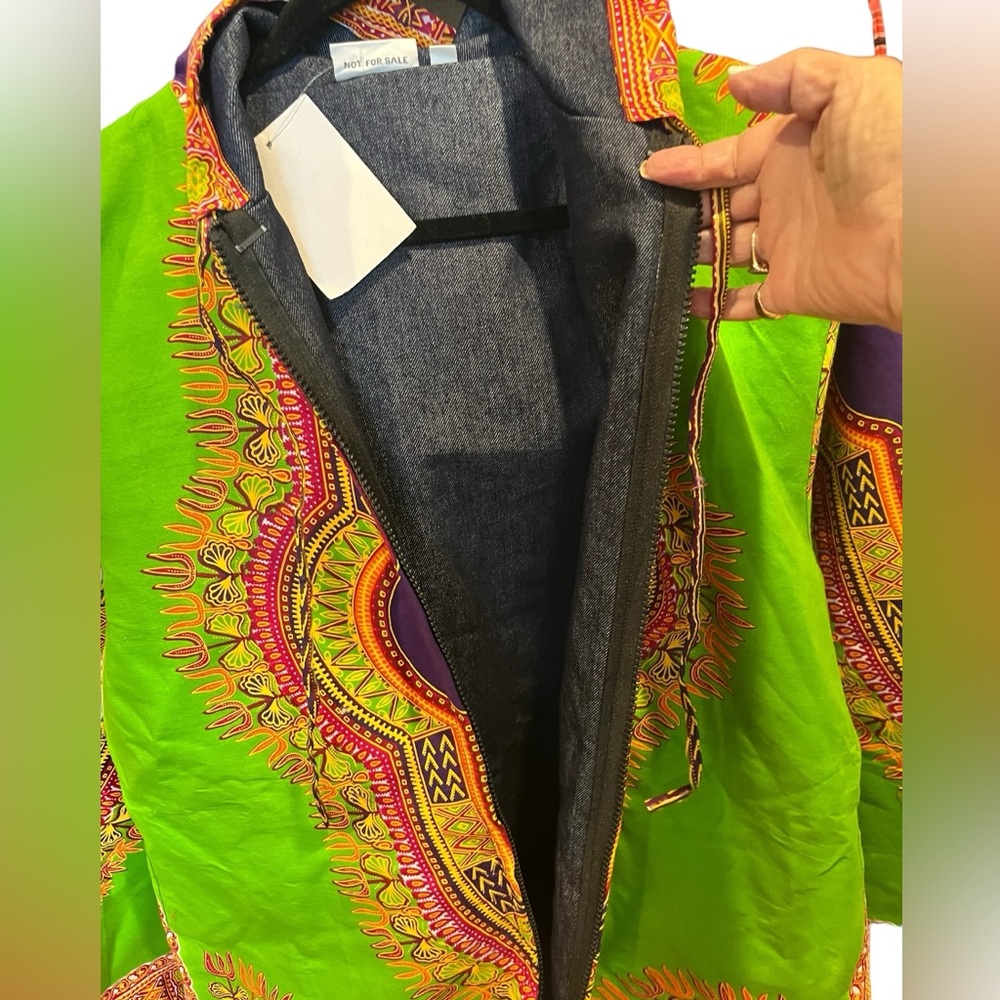 NWOT traditional African Dashiki Hoodie Jacket - Picture 6 of 9